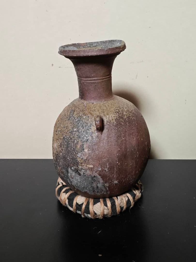 【３月２２日まで限定価格】赤上がりの須恵器フラスコ瓶　珍品稀品　古美術　花呼ぶ器