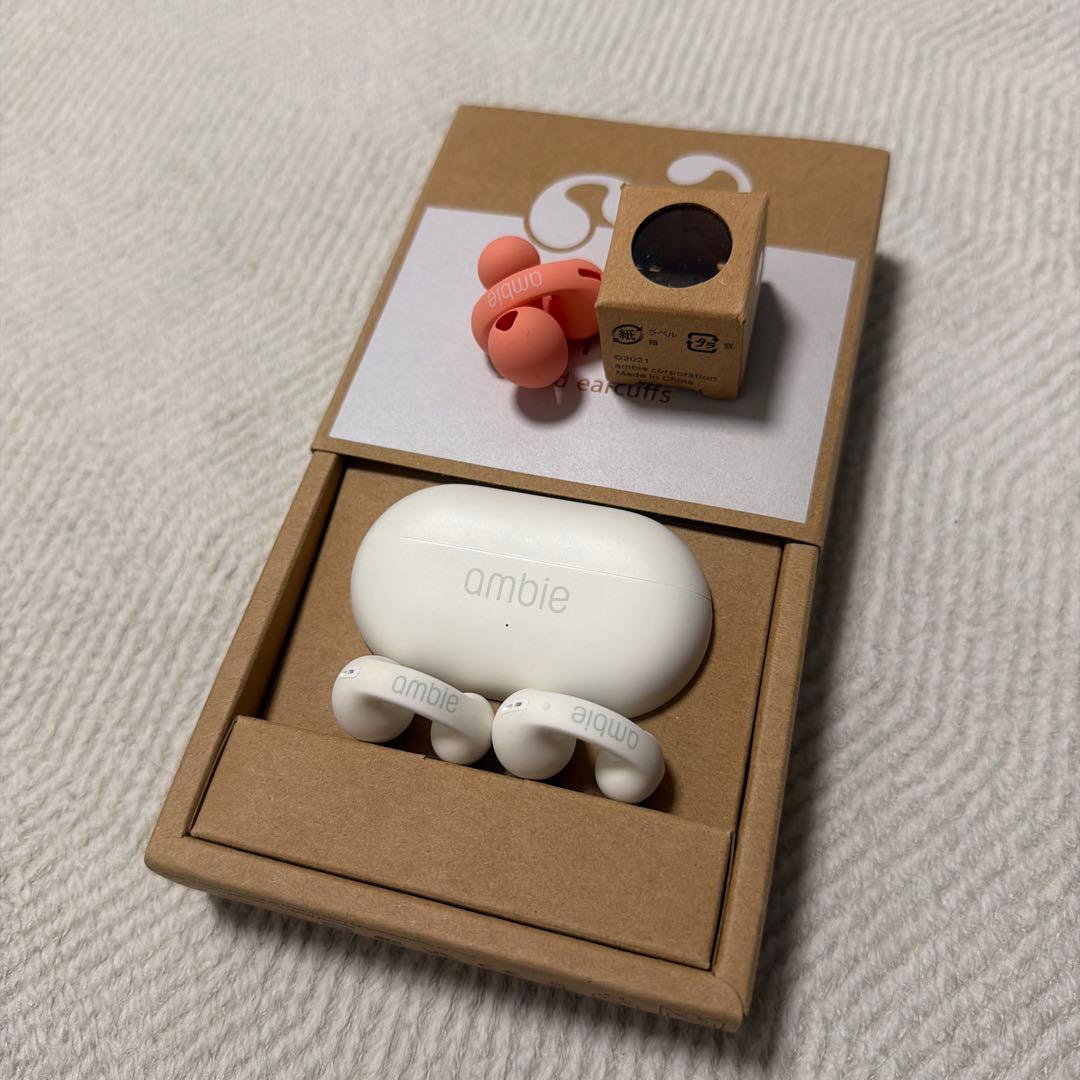 （jn）ambie ワイヤレスイヤホン ホワイト 交換用イヤーチップ付き