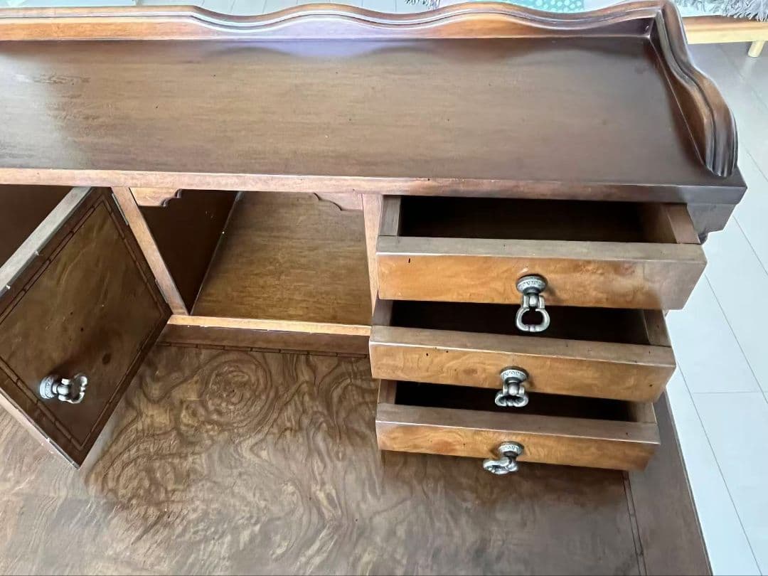 クラシック木製パソコンデスク 引き出し多数