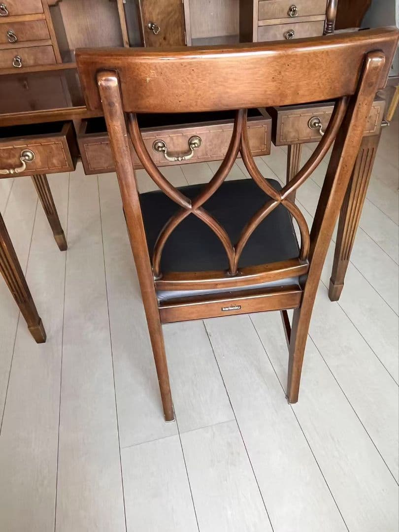 クラシック木製パソコンデスク 引き出し多数