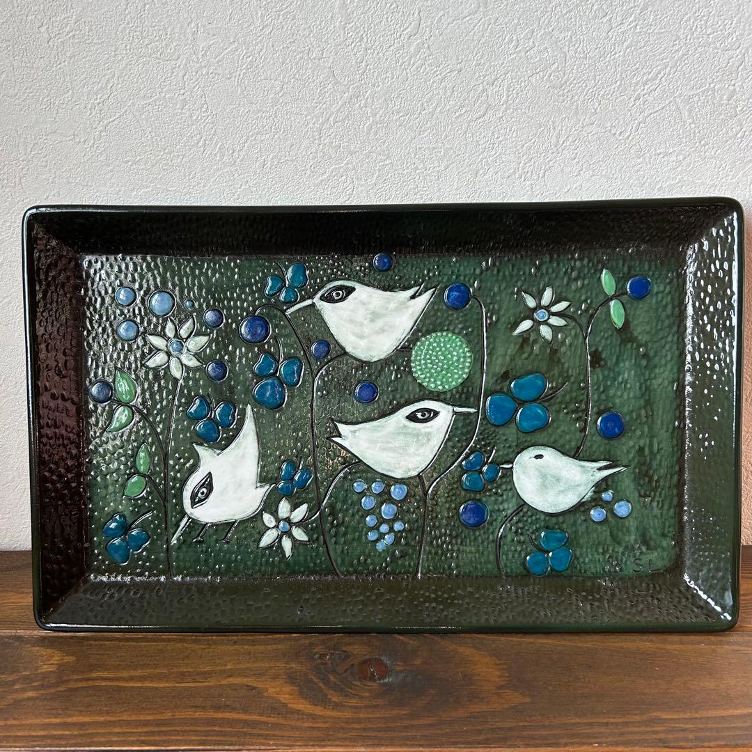 ロールストランド　シルヴィア・レウショヴィウス 鳥の陶板 1970年代　42cm