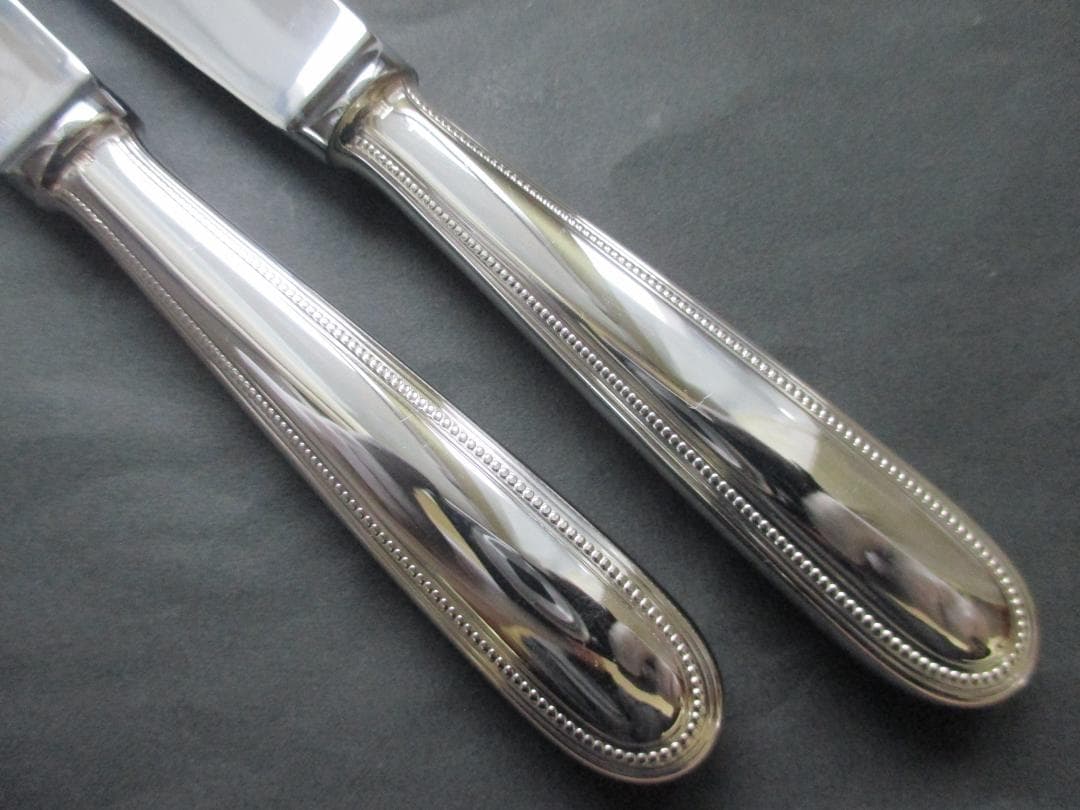 美品☆高級銀器クリストフルシルバー銀Pテーブルナイフ２本セット　人気のパール