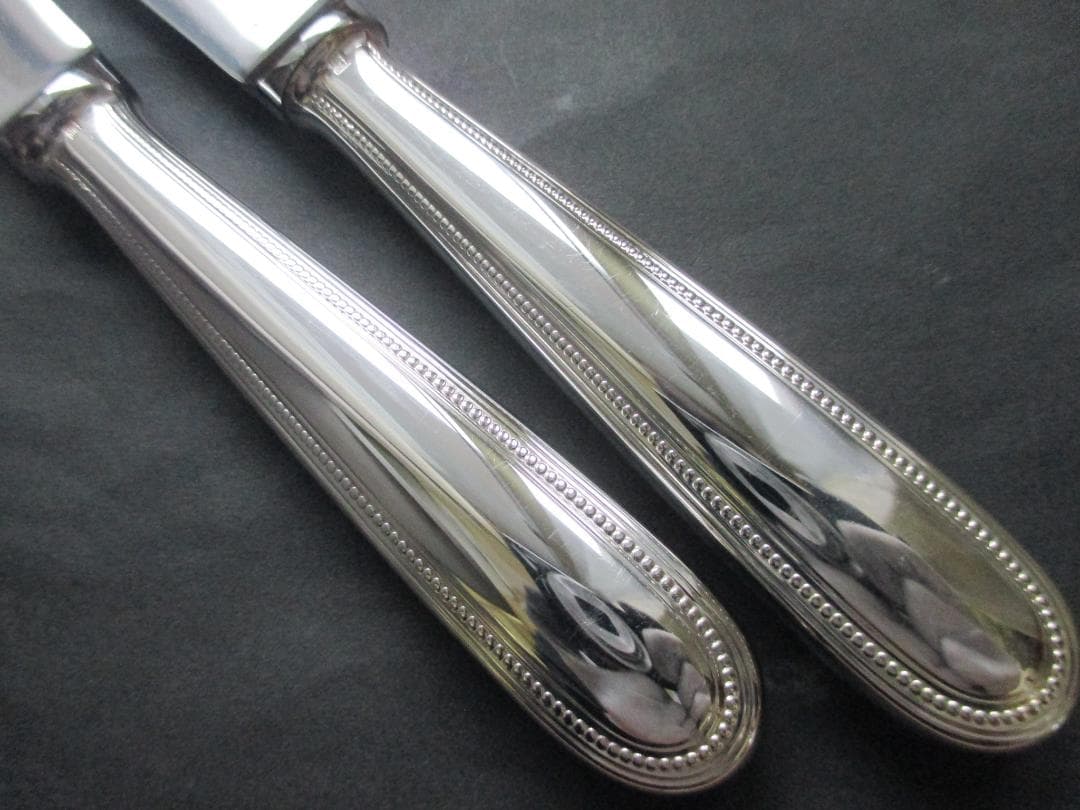 美品☆高級銀器クリストフルシルバー銀Pテーブルナイフ２本セット　人気のパール