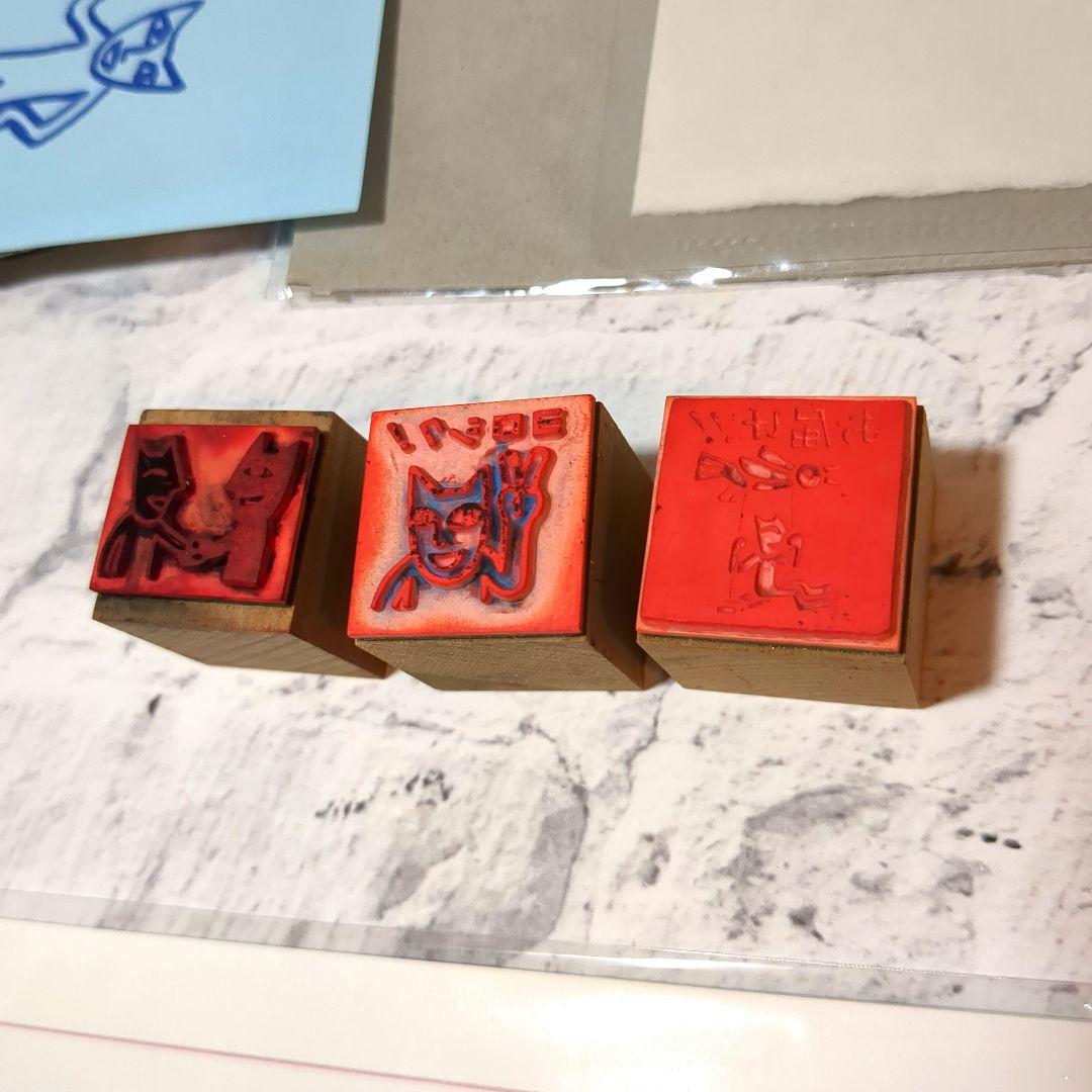 【3月頃迄★まとめ大特価】山口マオ版画（シルクスクリーン）豆本、はんこ、ハガキ他