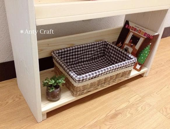 【サイズオーダー可】【引取可能】絵本棚（面出し3段+棚1段）幅64cm N/W