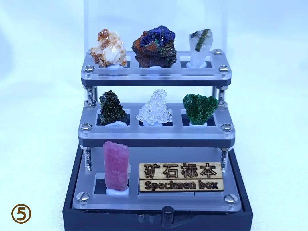 ミニ 鉱物 標本 セット　7種類入　（①〜⑤の中から選べます）　原石　ケース付