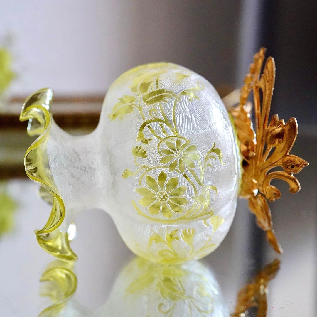 オールドバカラBACCARAT★真鍮台座 花瓶★極美品★希少★アシッドエッチング