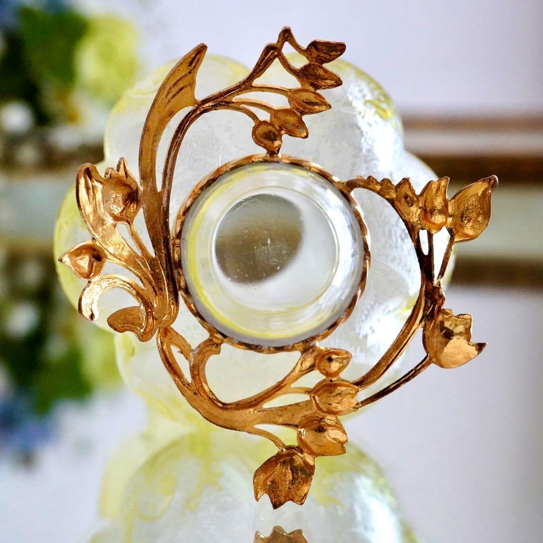 オールドバカラBACCARAT★真鍮台座 花瓶★極美品★希少★アシッドエッチング