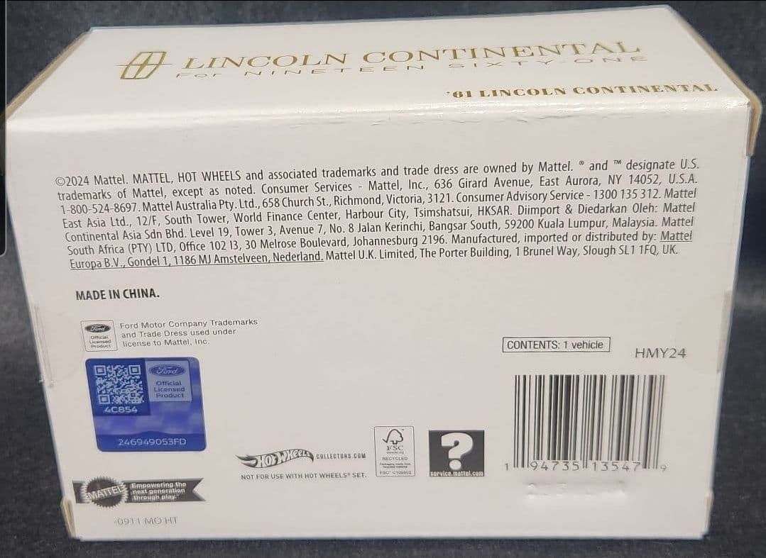ホットウィール RLC リンカーン '61 コンチネンタル 限定 1961