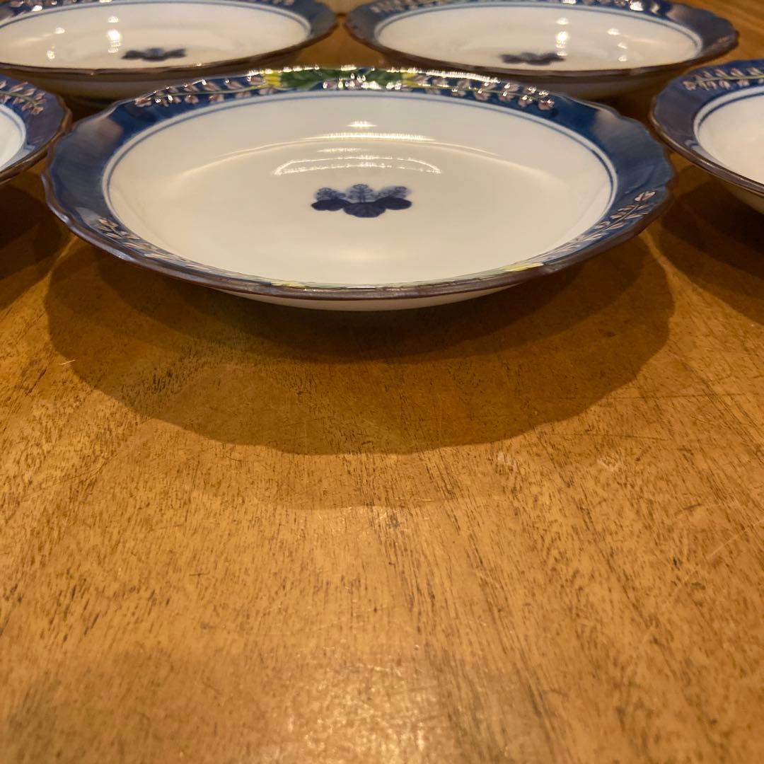 ■有田焼 華山 桐絵 和皿 5枚 共箱 18㎝ 銘々皿 中皿 萬右衛門