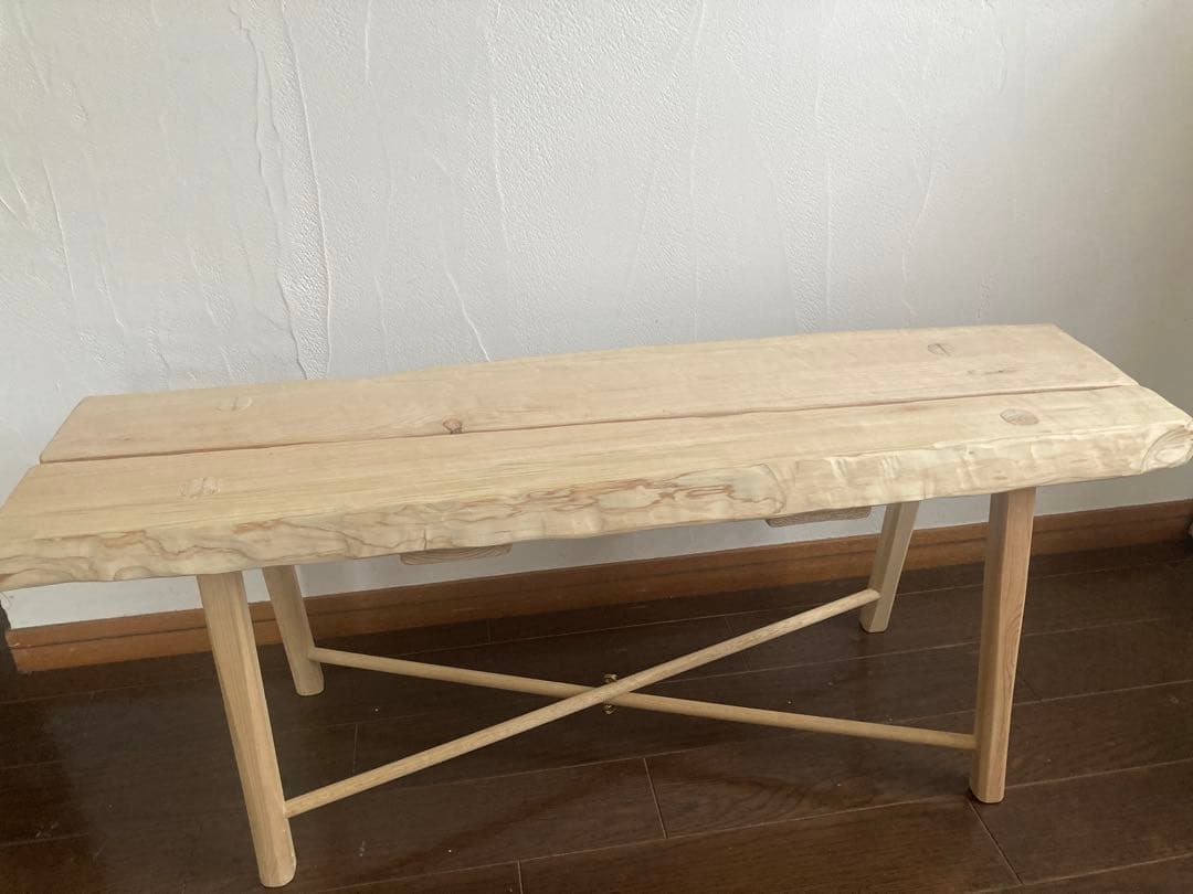 送料込○HINOKI○貴重ヒノキ一枚板ナチュラルベンチ