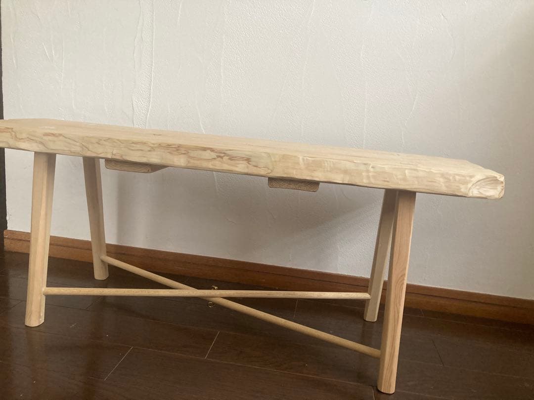 送料込○HINOKI○貴重ヒノキ一枚板ナチュラルベンチ