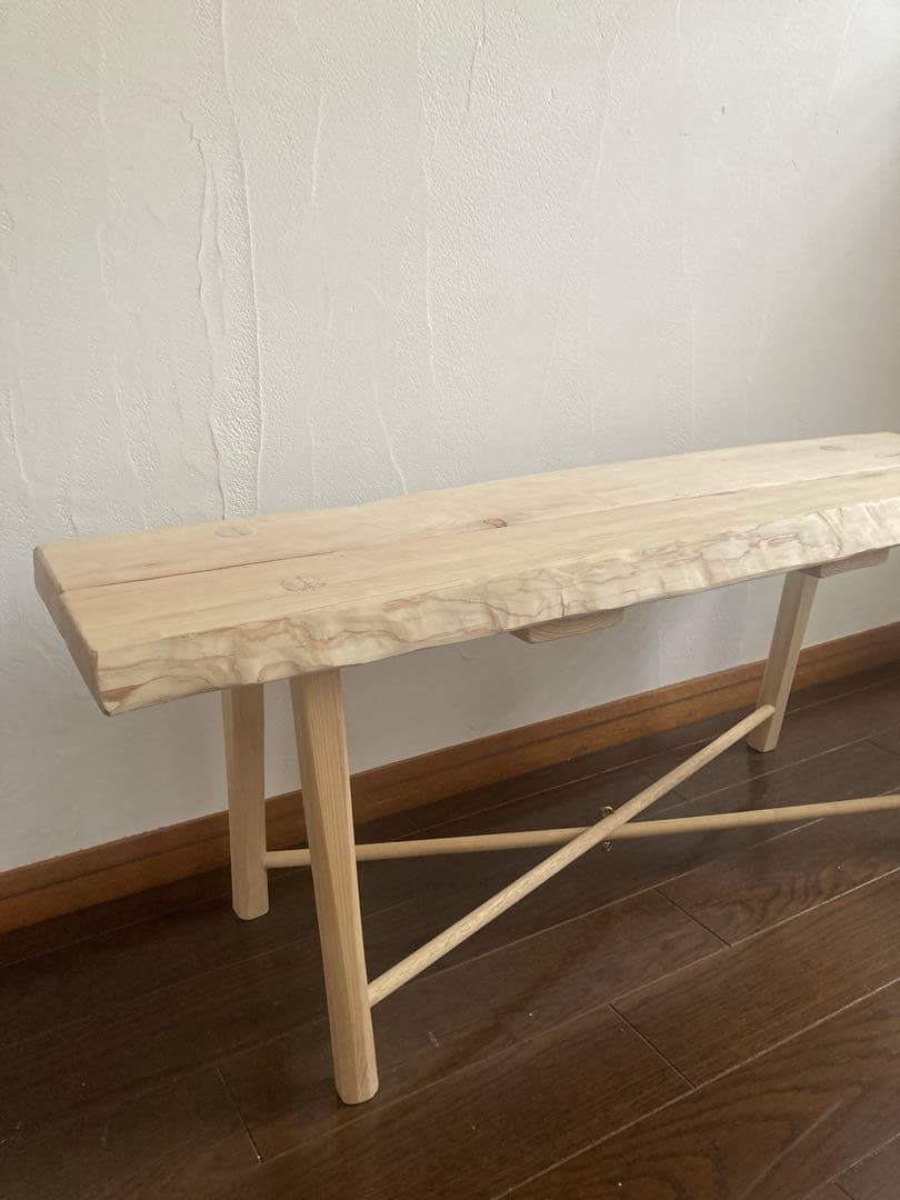 送料込○HINOKI○貴重ヒノキ一枚板ナチュラルベンチ