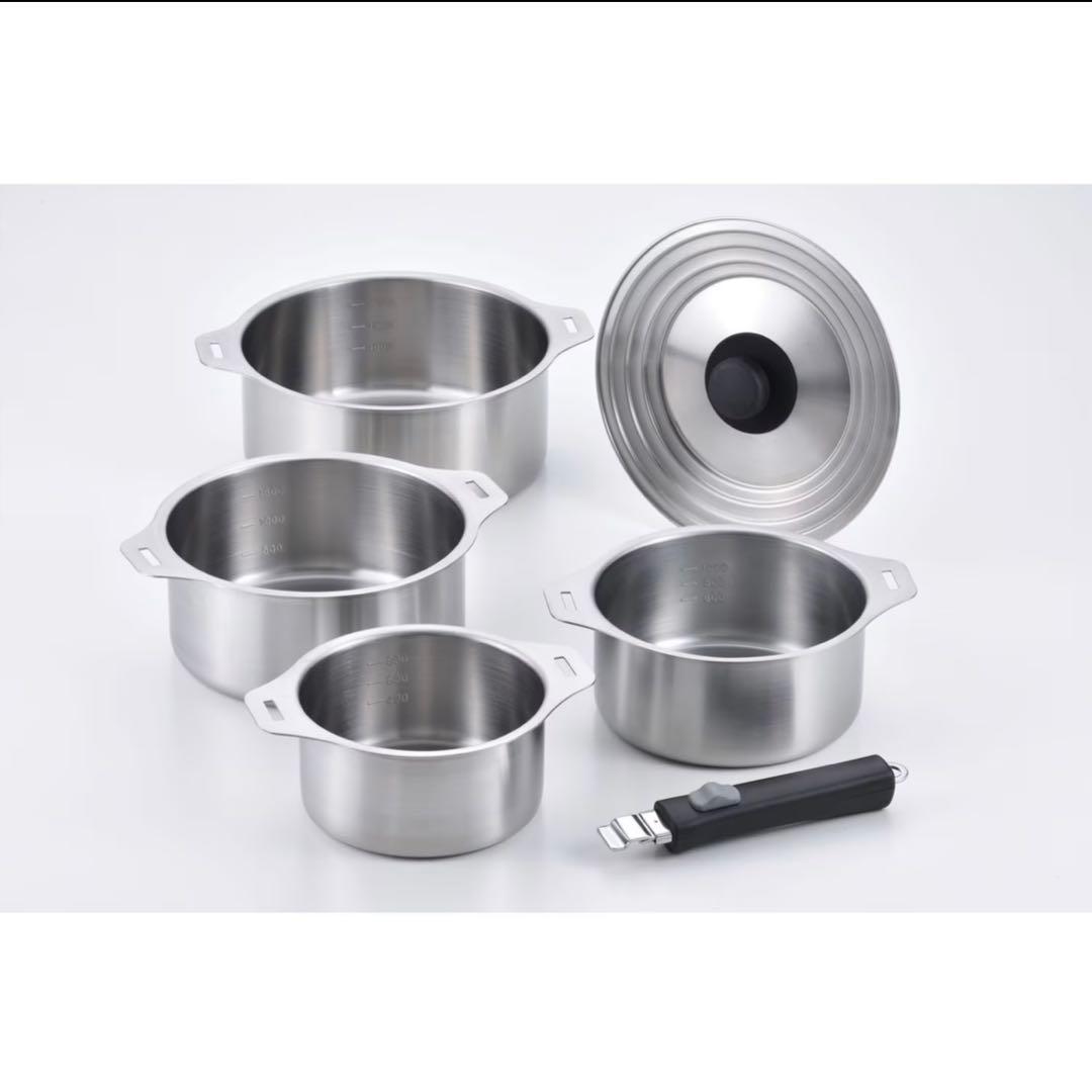 ✦燕三条✦取っ手が取れる鍋セット（フタ付き）日本製