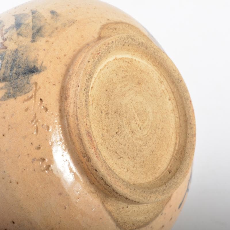 常滑焼　不識庵井上素三作　神杉文　茶碗　共箱　松尾不染斎極め箱　V　4235