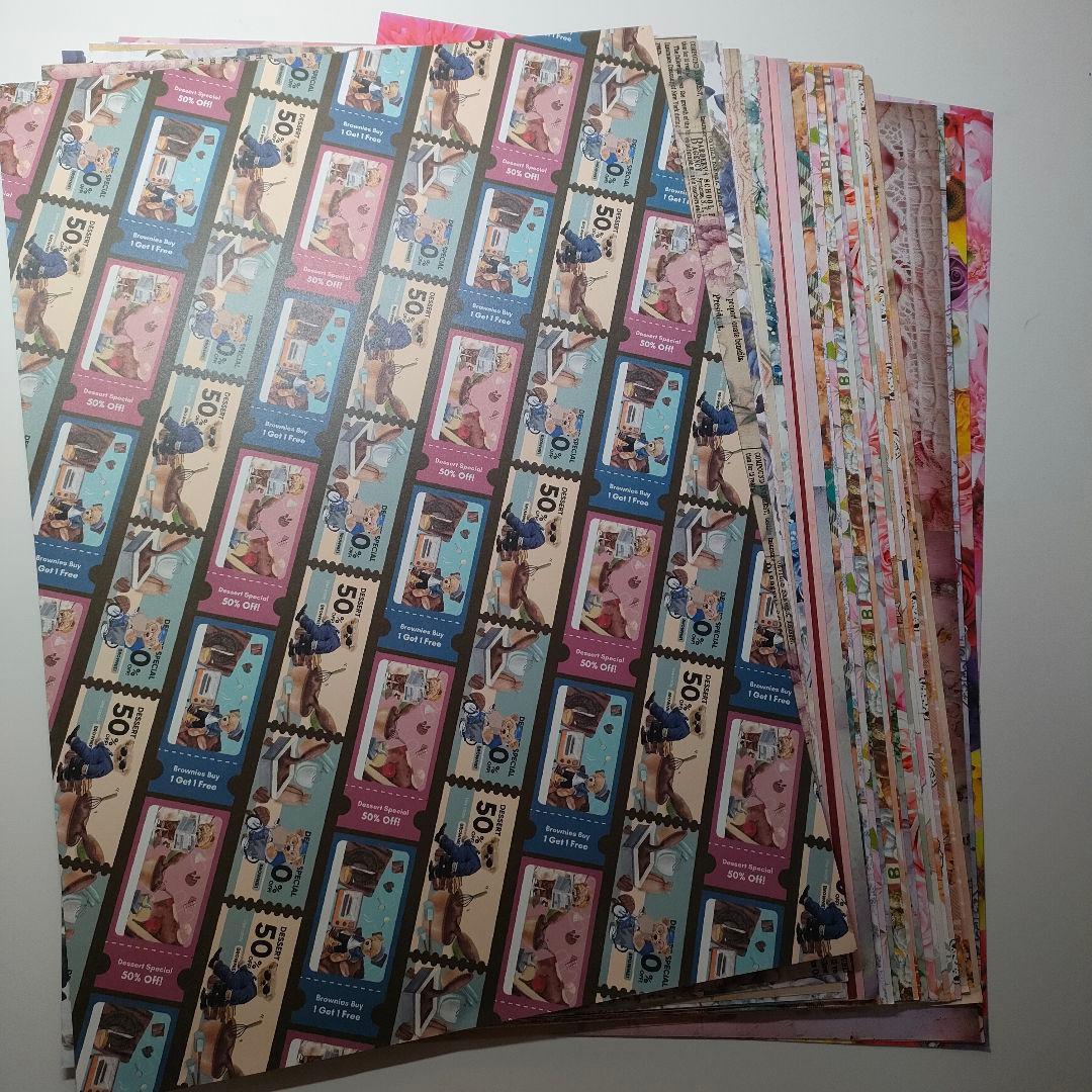 ゆう コラージュ素材 まとめ売り シール 紙もの 海外