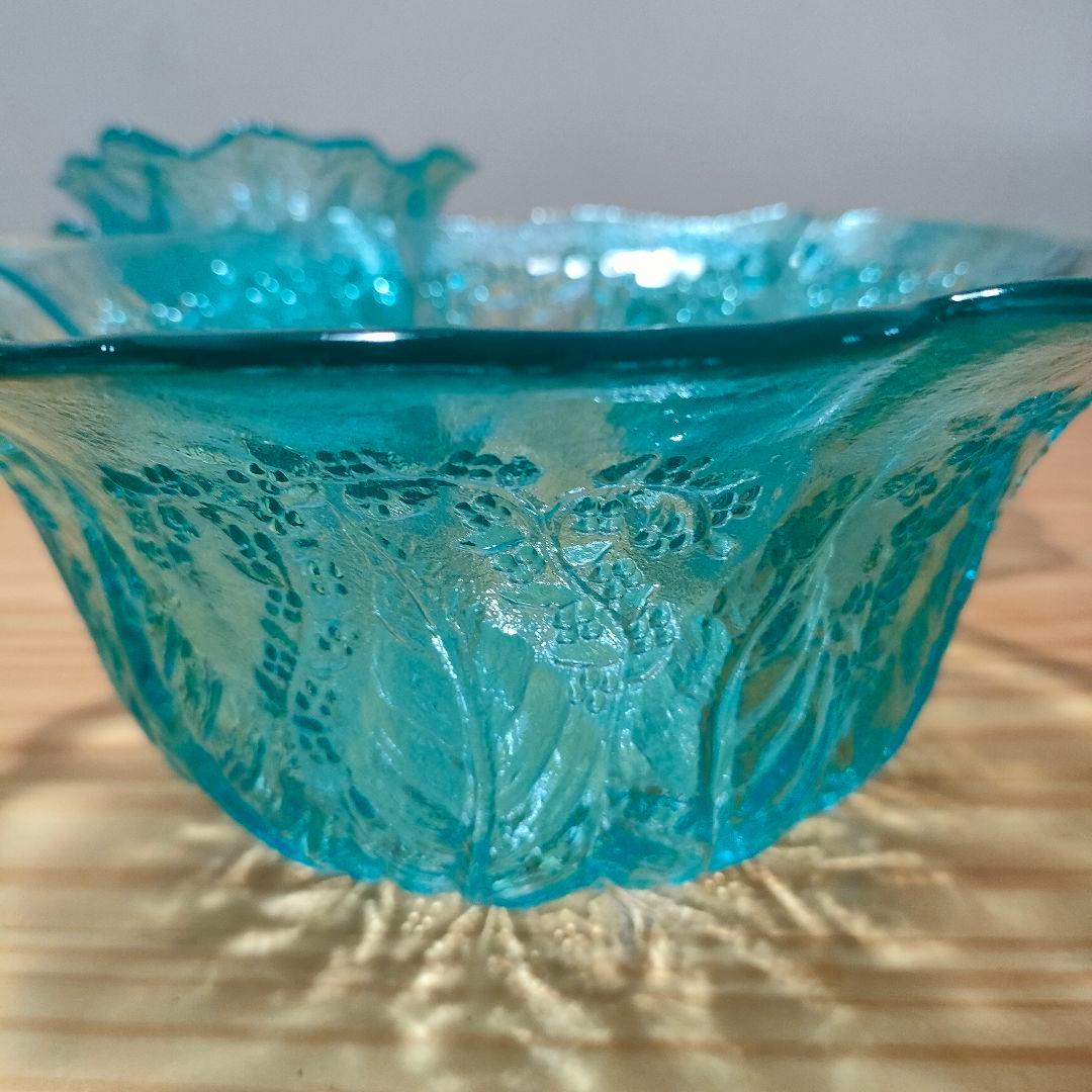 希少デッドストックイタリア製ヴィンテージ ガラスボウル6SET ターコイズブルー