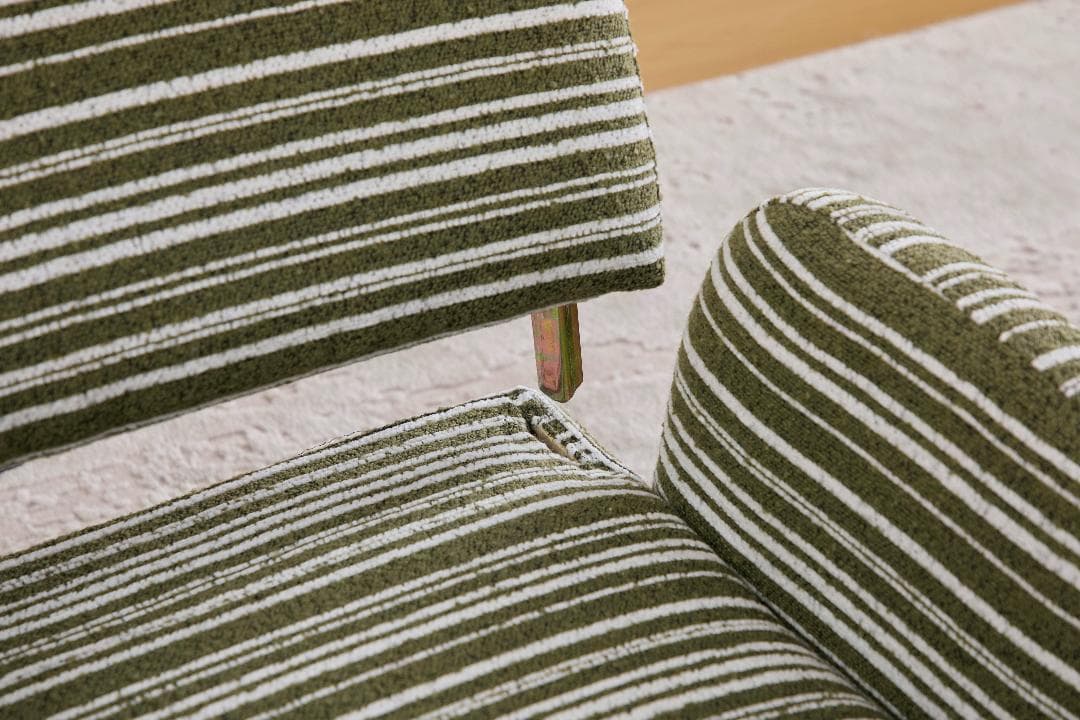 【オリーブグリーン】1人掛けソファ ラウンジチェア シェニール生地 無垢材使用