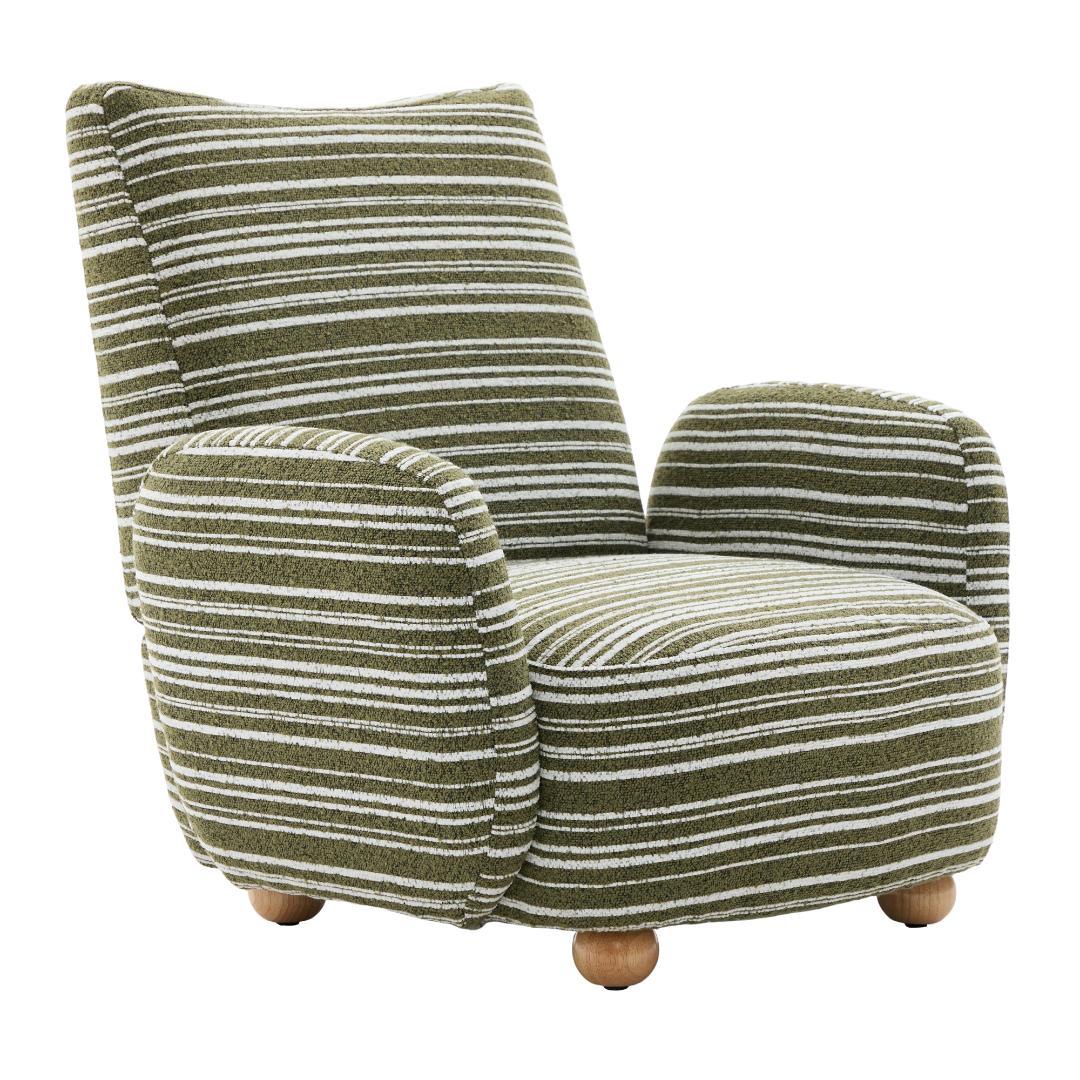 【オリーブグリーン】1人掛けソファ ラウンジチェア シェニール生地 無垢材使用