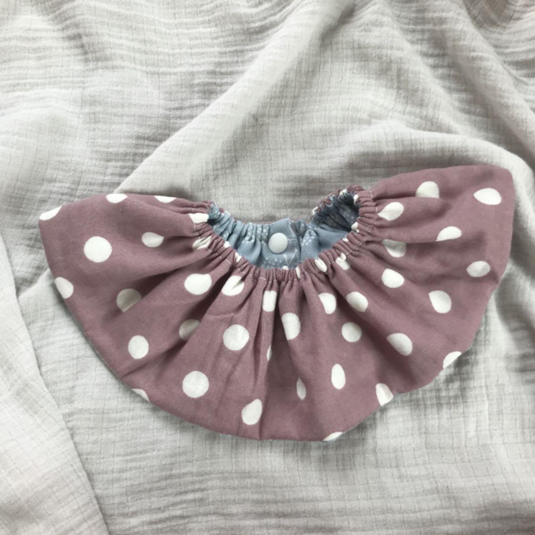 再販★あずきミルクドット×グレーちょうちょ★ ハンドメイド　リバーシブル　スタイ