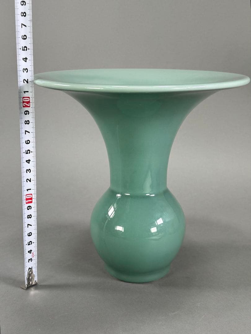 銘 翠雲 四十五世 池坊専永 青磁 花器 花瓶 花入れ 生花 生花 華道具 共箱