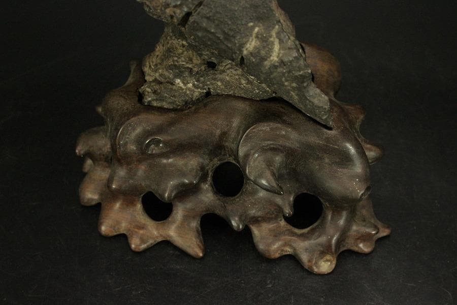 霊璧石 根木台 鑑賞石 中国美術 盆石 太湖石(ZE778)