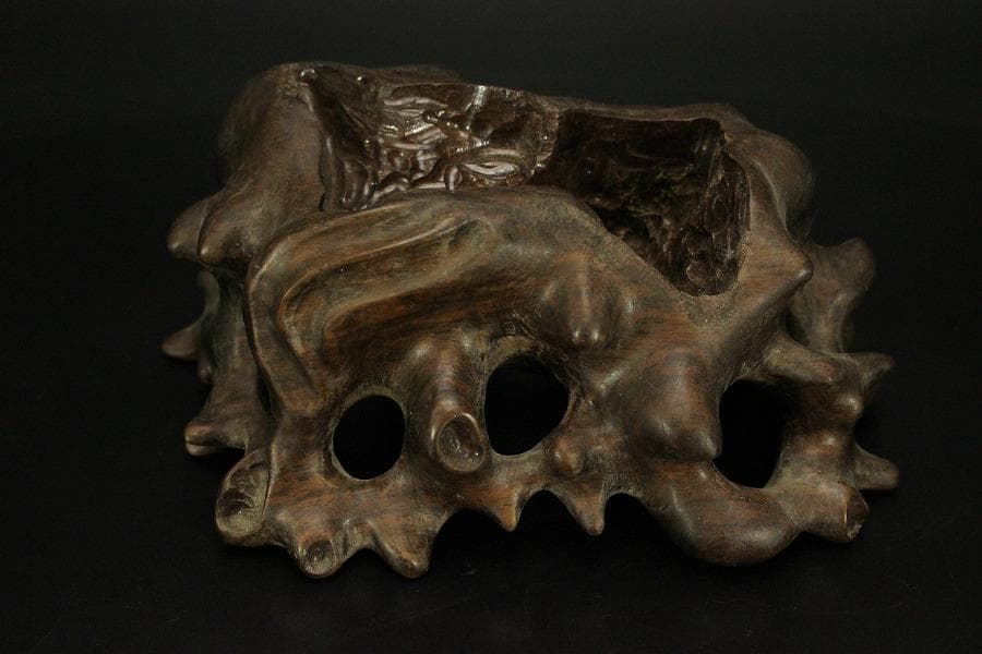 霊璧石 根木台 鑑賞石 中国美術 盆石 太湖石(ZE778)