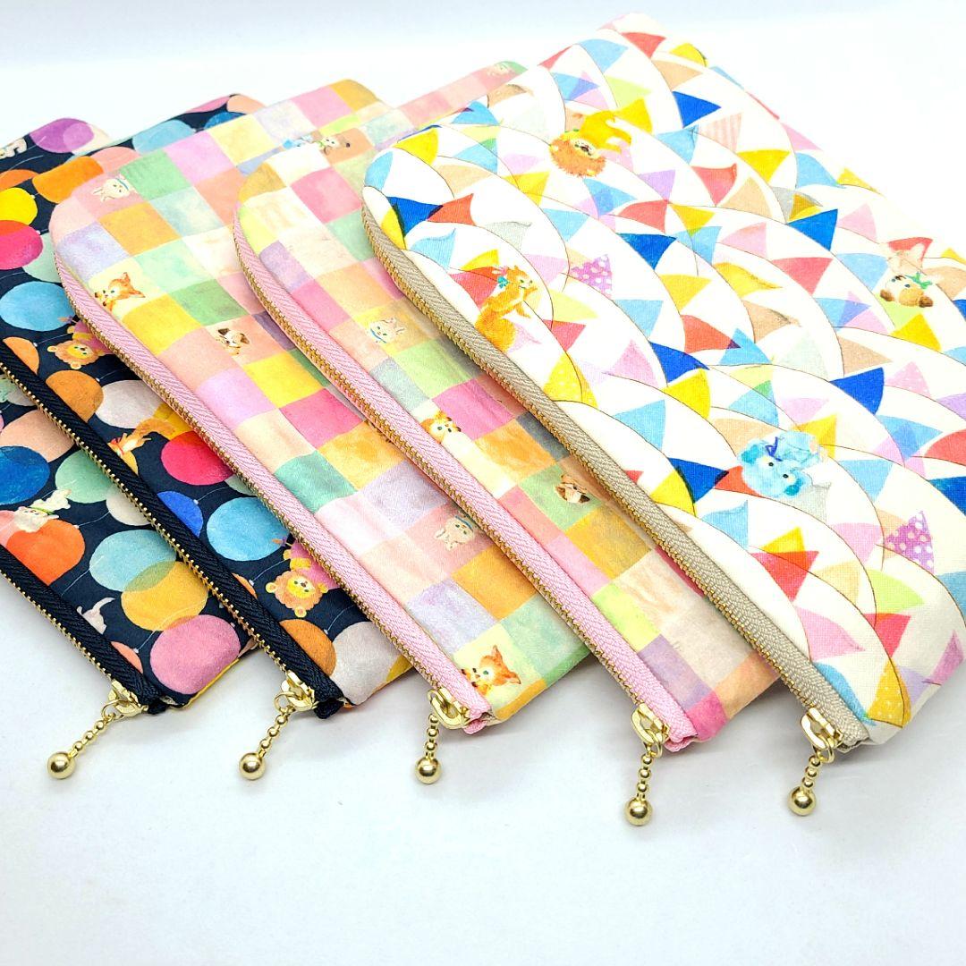 ひなた◎Handmade L字型ポーチ❣️ファスナーポケット◎5点セット