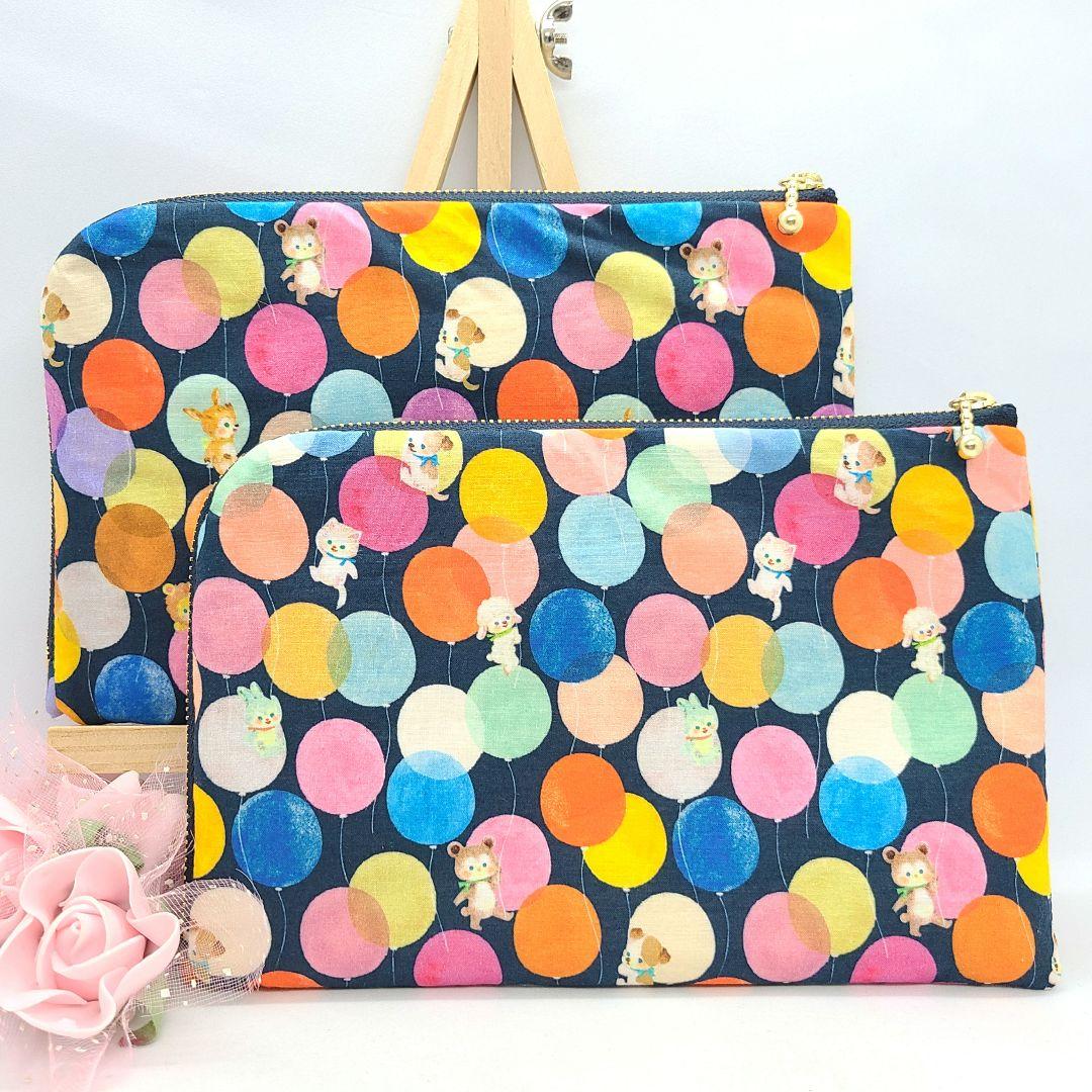 ひなた◎Handmade L字型ポーチ❣️ファスナーポケット◎5点セット