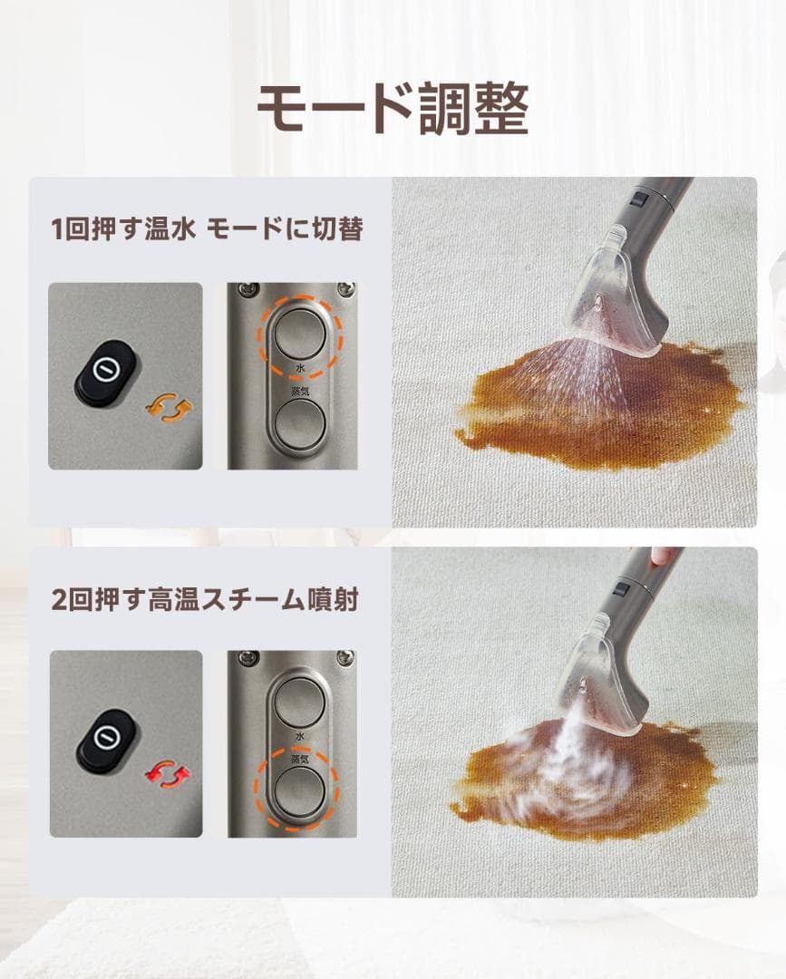 大掃除に✨リンサークリーナー 100℃スチーム 超強吸引 加熱式 自動洗浄