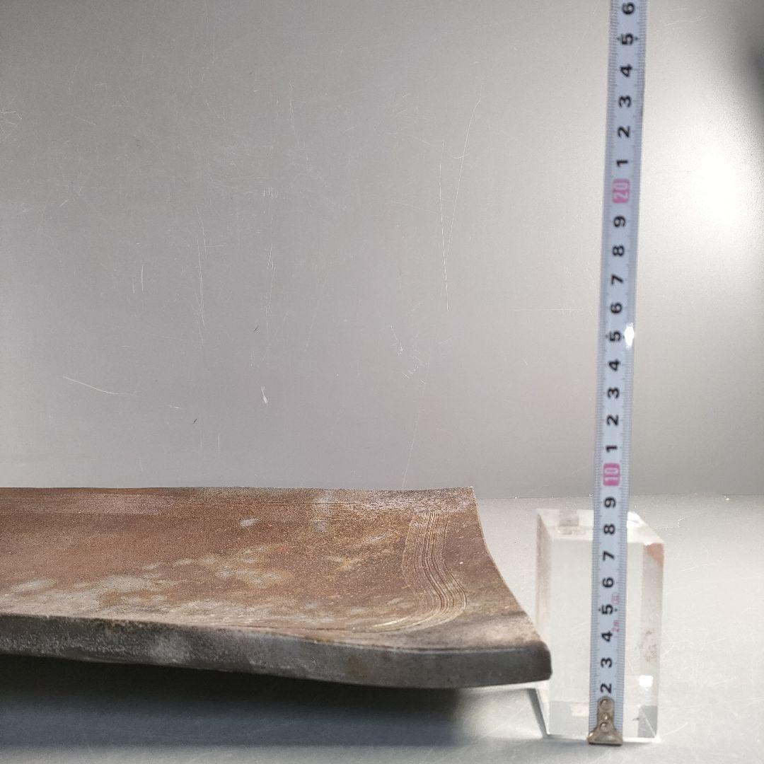 A1366-7/丹波焼/稲右衛門窯/丹波焼締四方皿/共箱/大皿/額皿/懐石道具/