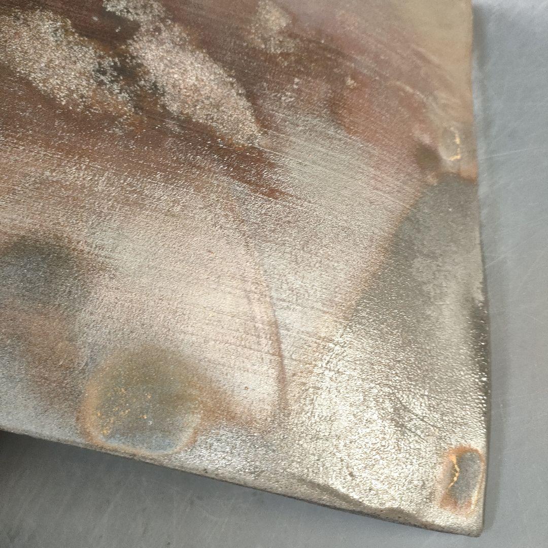 A1366-7/丹波焼/稲右衛門窯/丹波焼締四方皿/共箱/大皿/額皿/懐石道具/