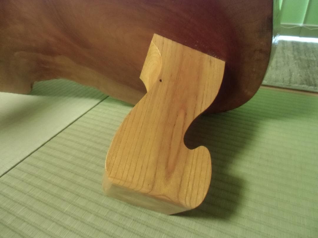 【引き取り限定】天然木 一枚板 木製座卓 自然形状 曲線脚