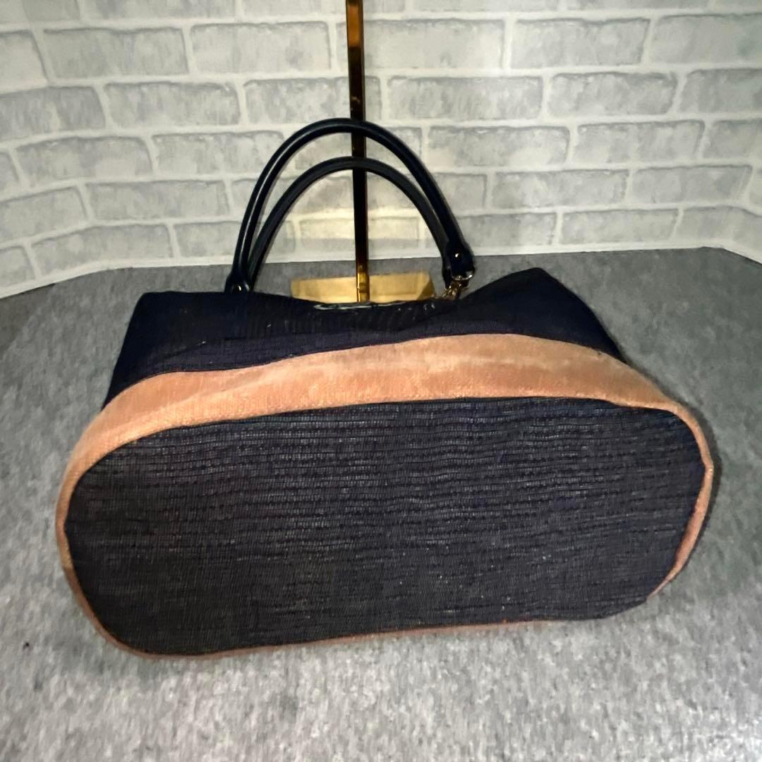 【一点物】酒袋×古布藍染トート59 家紋 刺し子 パッチワーク A4OK肩掛け可