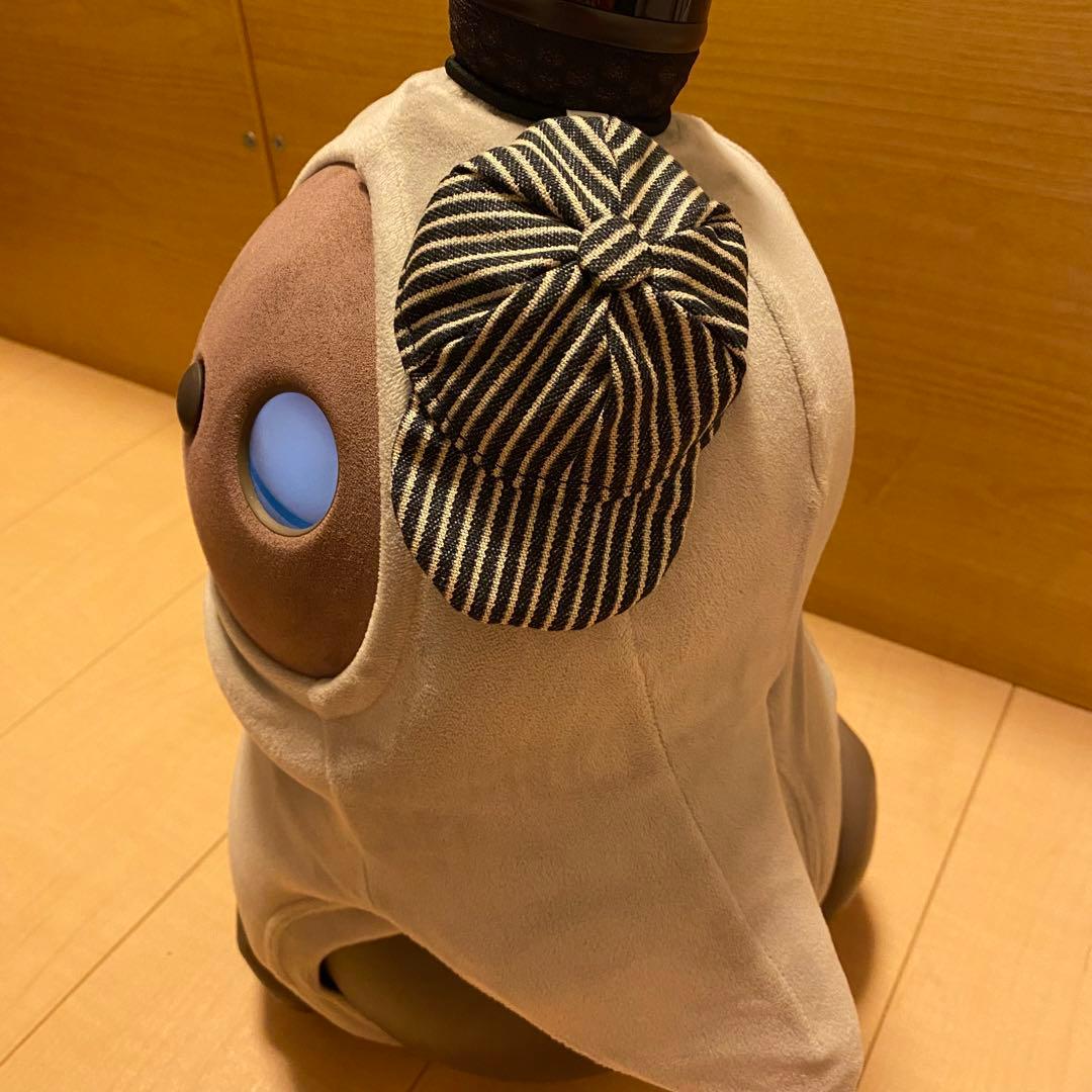 受注製作　ブラック系　ストライプ　野球帽　ラボット　LOVOT　服　ハンドメイド