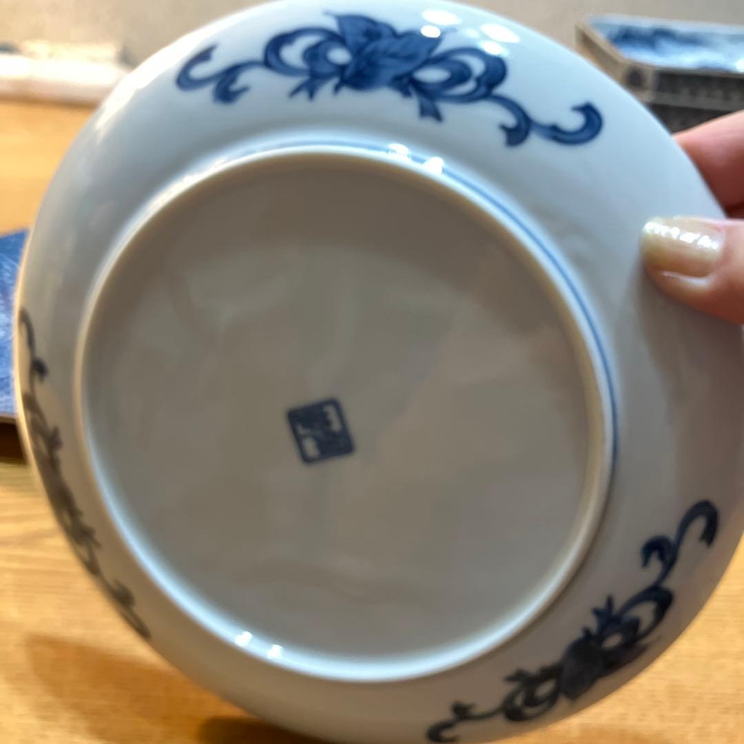 【庫山窯】前畑陶器 染付山水隅切り角皿ほか13点セット 美濃焼　中古
