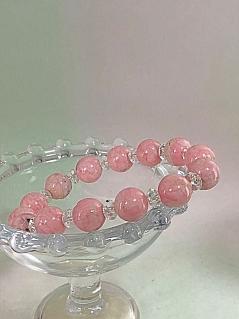 【未使用品】ブレスレット インカローズ10㍉玉　天然石