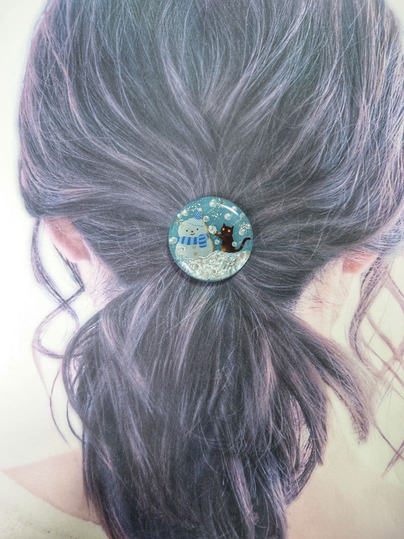 レジン　猫　ヘアゴム　ブローチ　ポニーフック　No.359