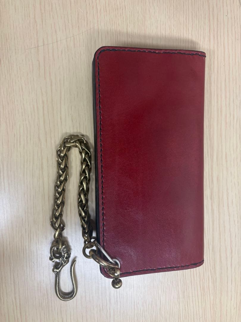 トラッカーウォレット スタッズ　 赤✖️黒 ウォレットチェーン