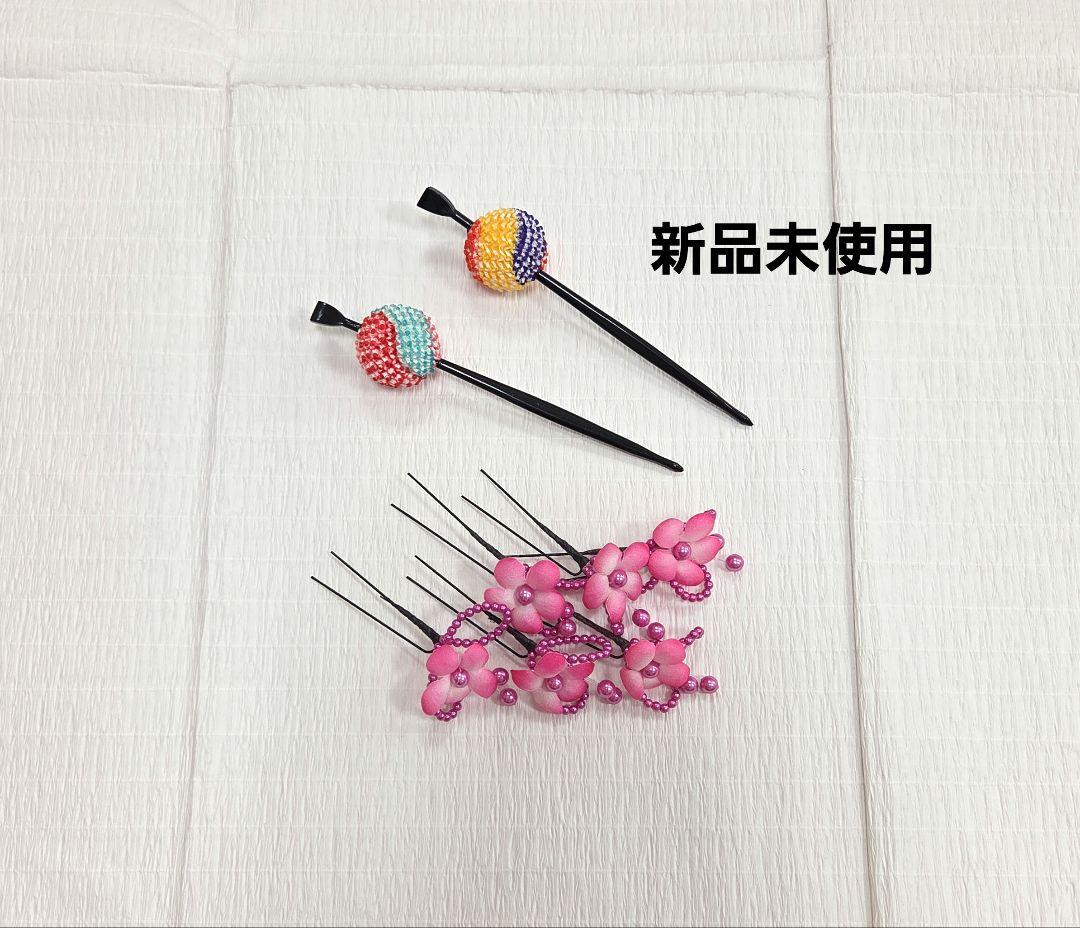 七五三　7歳　120cm　黒　しぼり柄　ポリエステル　髪飾り