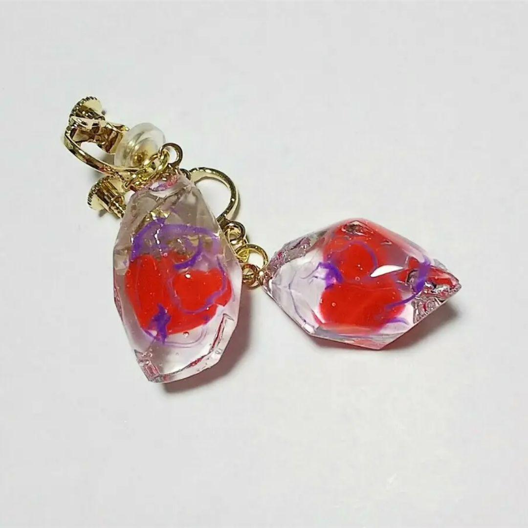 【074】鉱石のイヤリング／ピアス／ハート