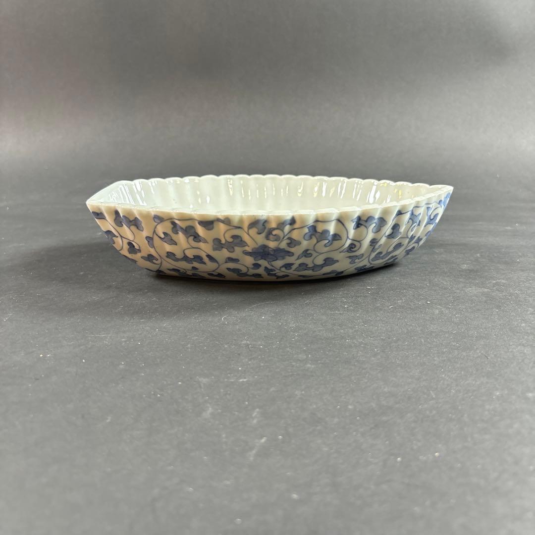 15 セール　船型　獅子　唐草　皿　飾り皿　古伊万里　染付