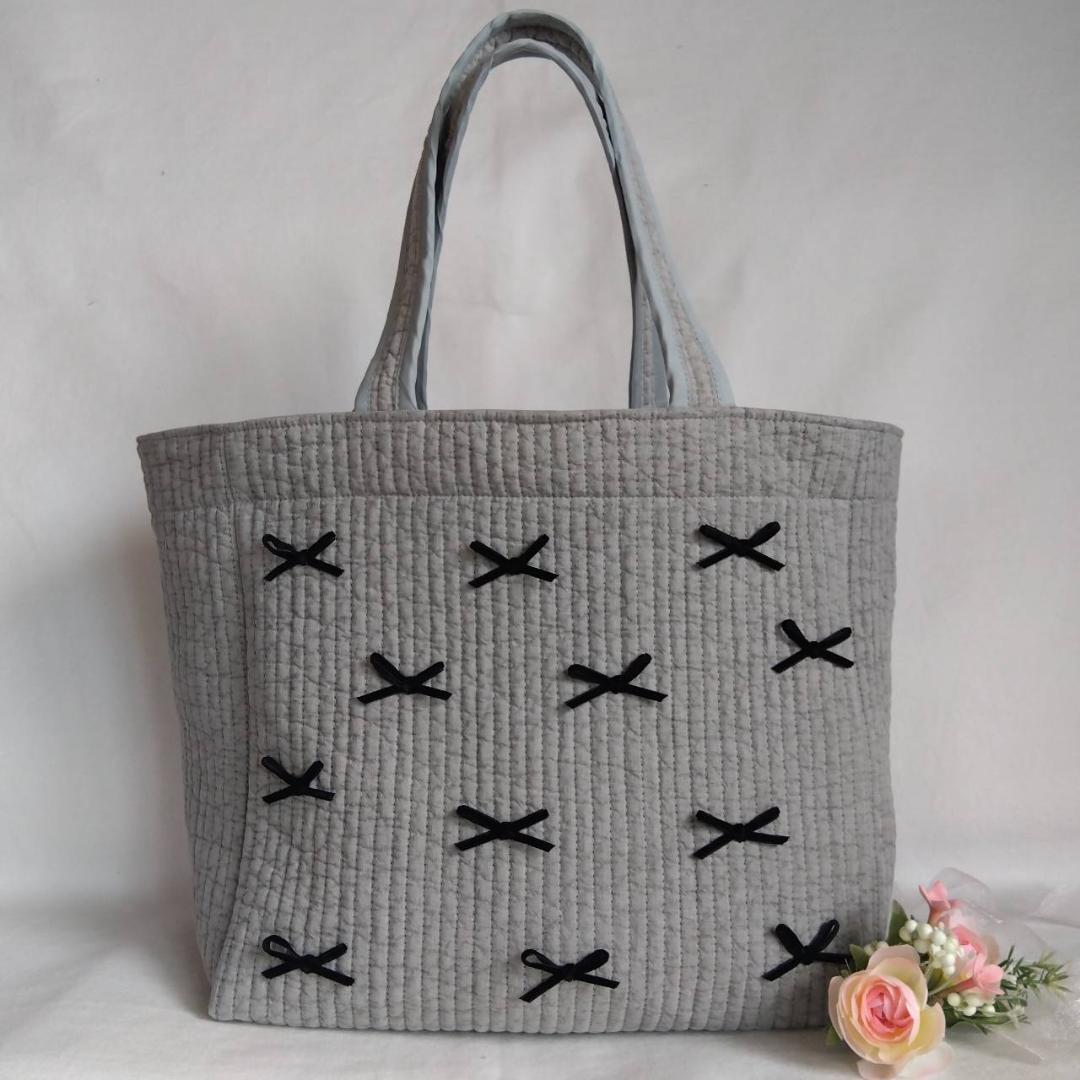 グレーリボン ☆オフィストート☆ ダークグレー ヌビバッグ