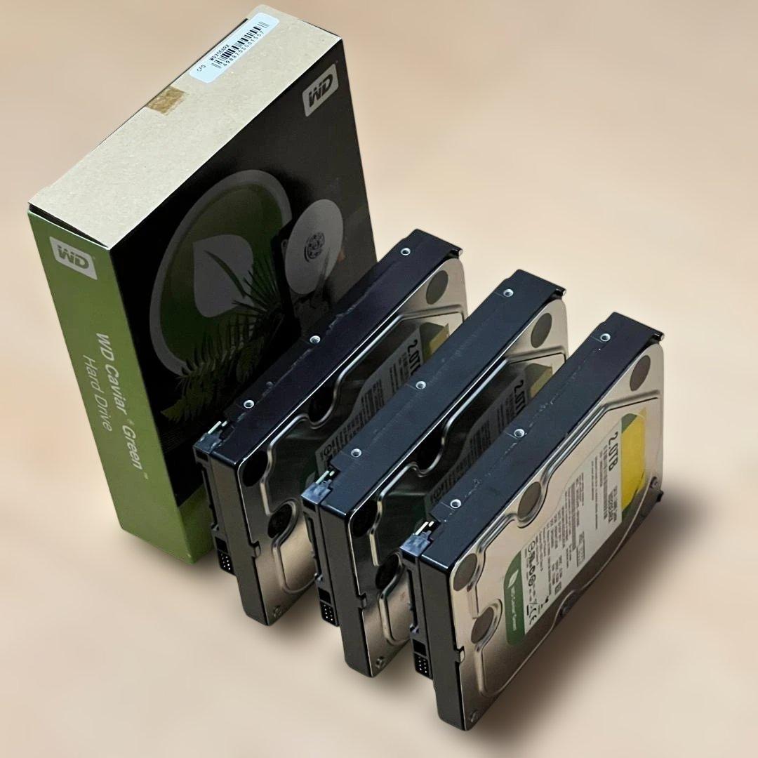 【中古3＋新品1・初期化済み】3.5インチHDD2TBｘ4台（WD20EARS）