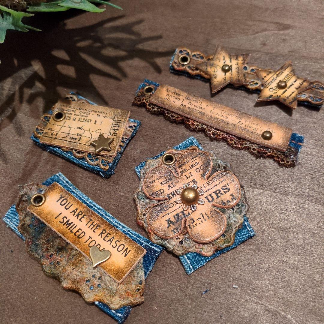 デニムリメイク☆レトロクラシックシャビータグ✨️革タグ