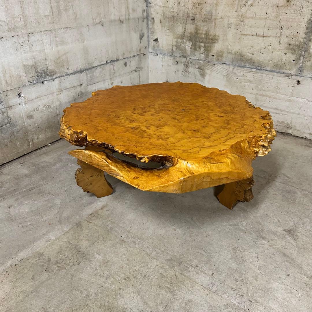 【美品】直径72cm! こぶ 無垢 一枚板 天然木 座卓