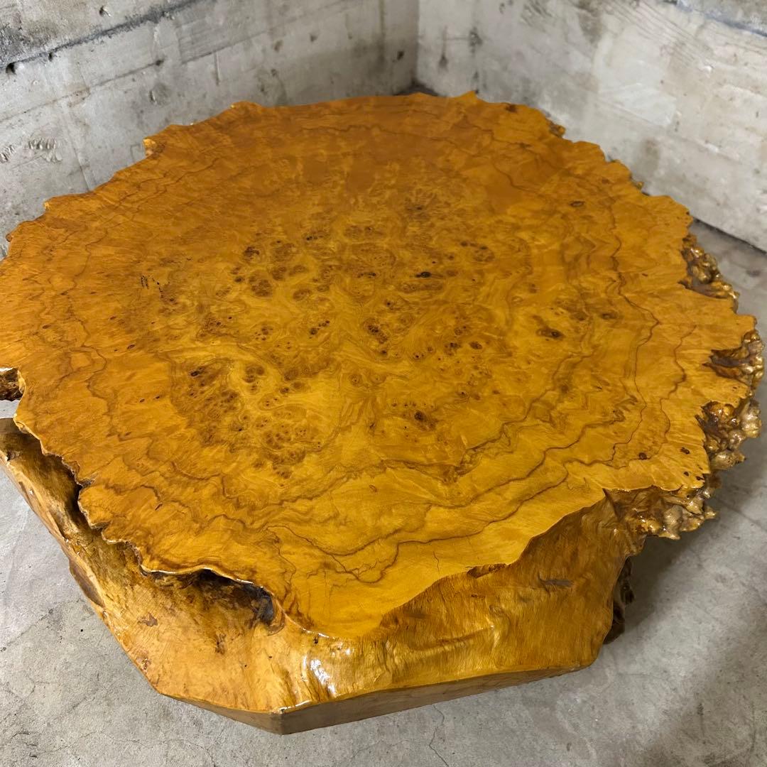 【美品】直径72cm! こぶ 無垢 一枚板 天然木 座卓