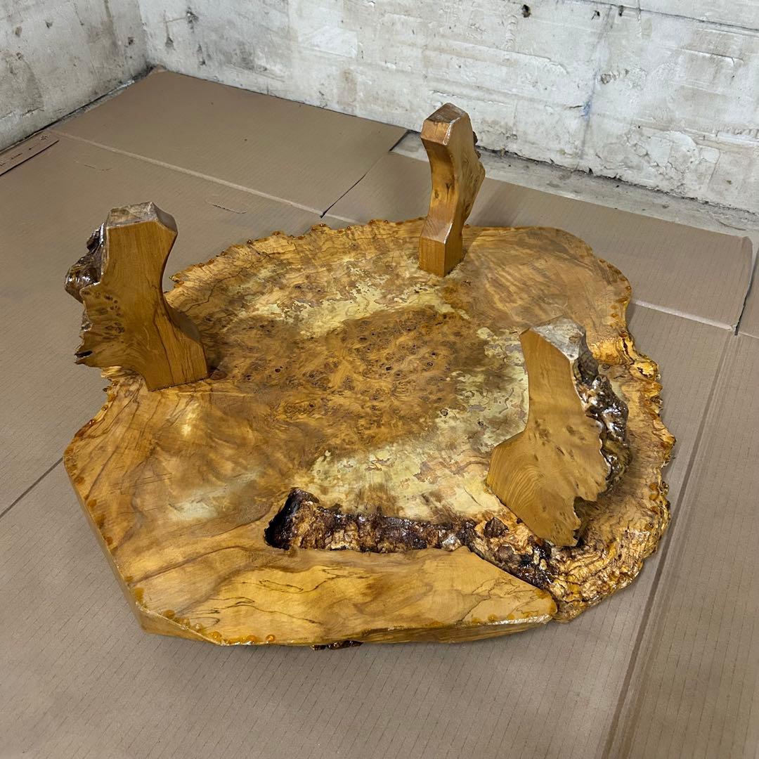 【美品】直径72cm! こぶ 無垢 一枚板 天然木 座卓