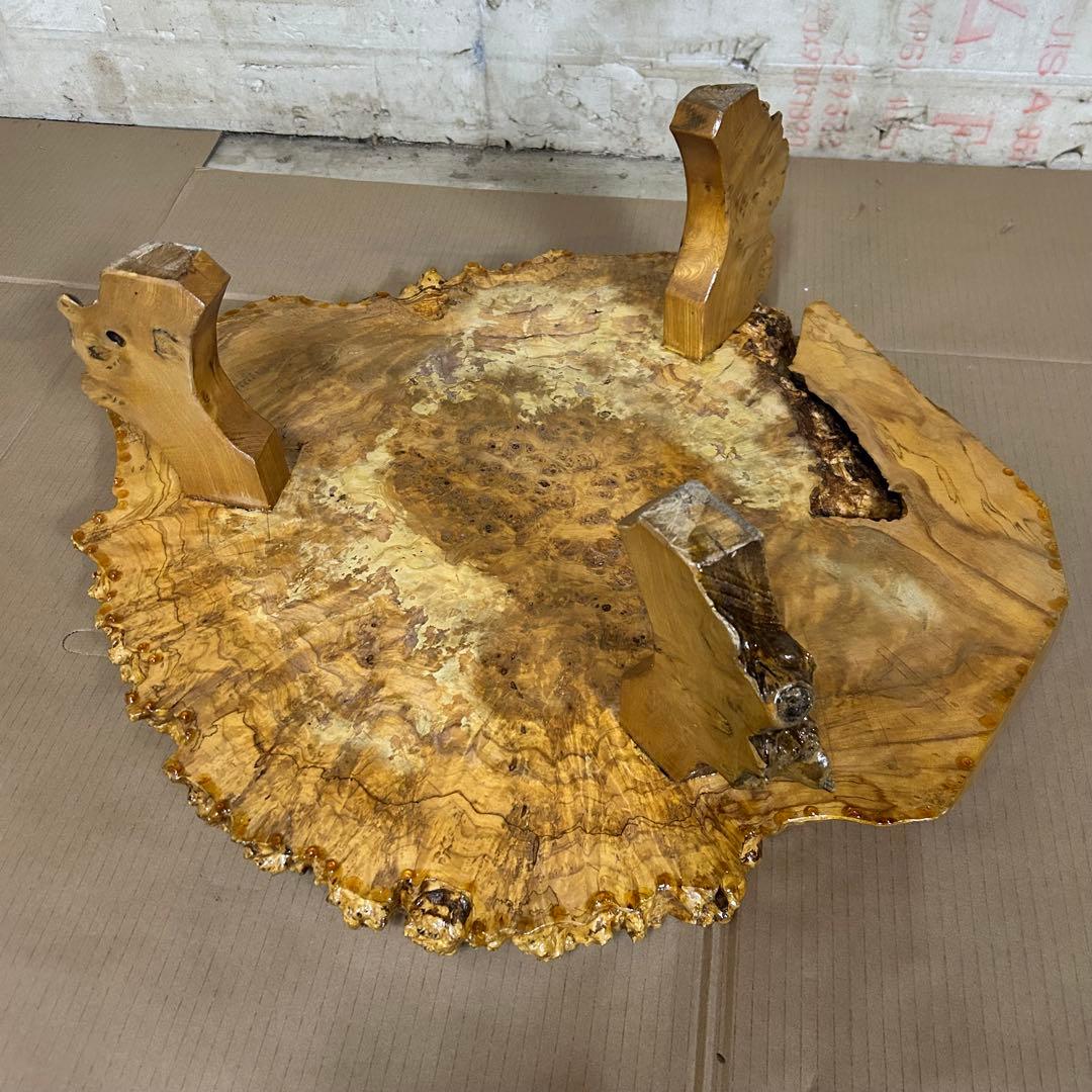 【美品】直径72cm! こぶ 無垢 一枚板 天然木 座卓