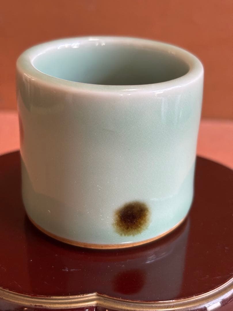 元代龍泉窯飛青磁蓋置　検唐物　茶の湯　珍重品　検重要美術品